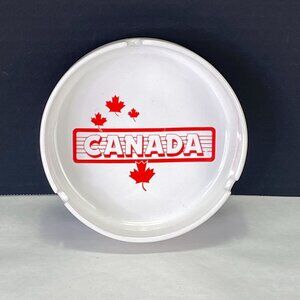 Vintage Canada Souvenir Maple Leaf Red White Ashtray 5 inch
